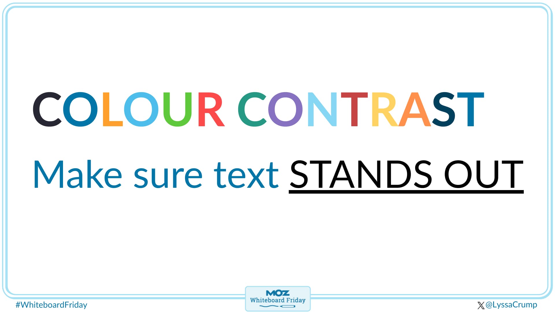 A zoomed-in section of the whiteboard showing the importance of color contrast.