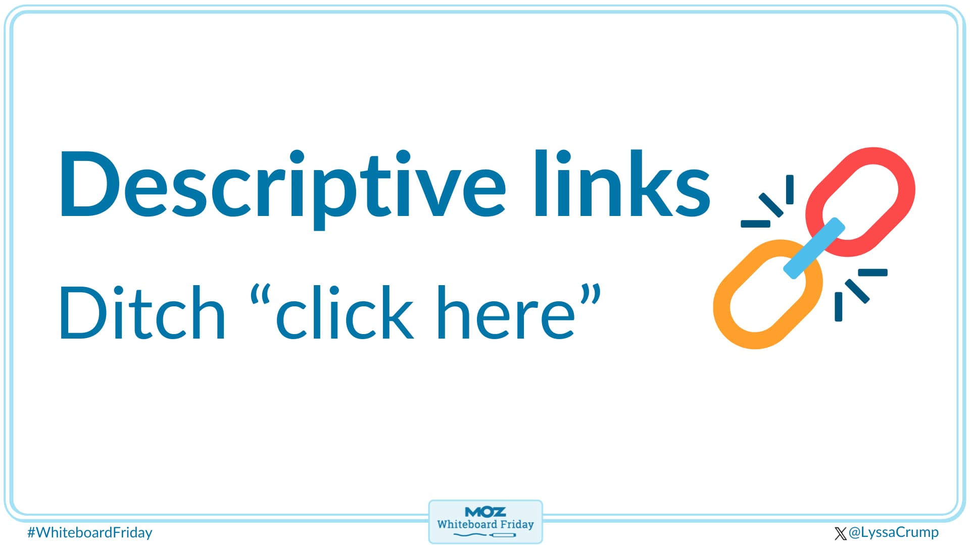 A zoomed-in section of the whiteboard discussing descriptive links.