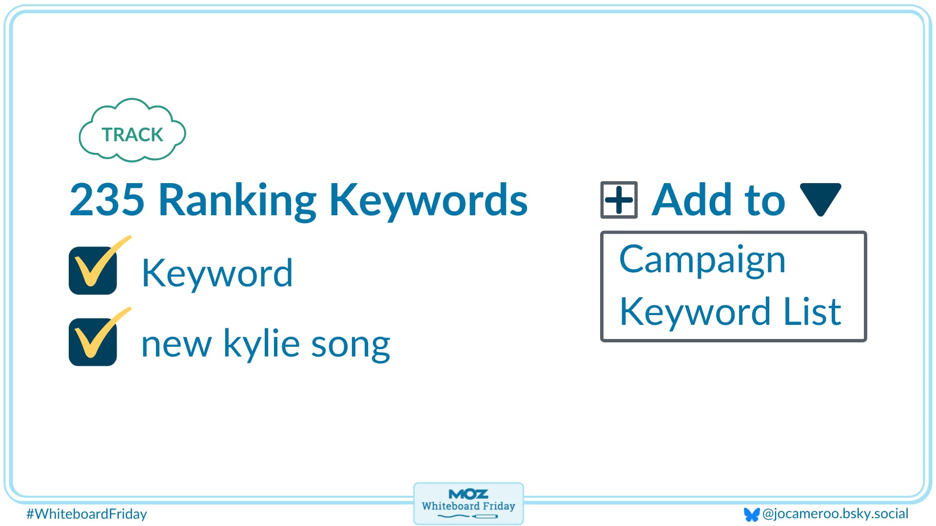 Step two is to track your keywords in a Moz Pro Campaign.