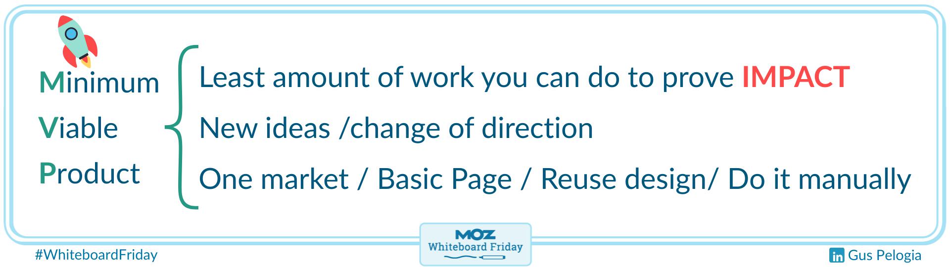 Zoomed in section of the whiteboard that talks about minimum viable products.