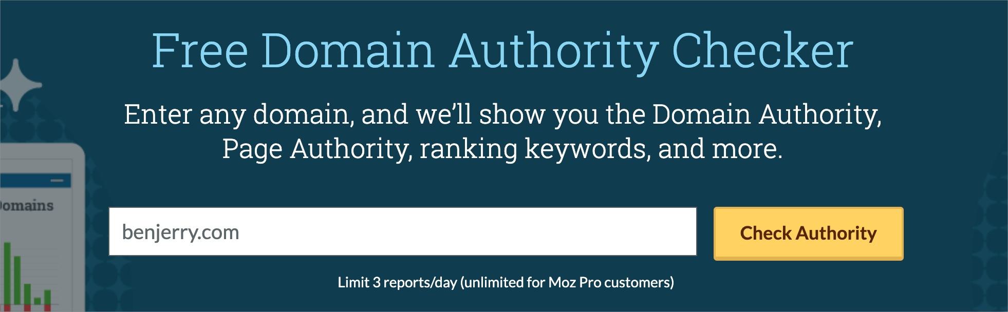 Enter a root domain into the search box and click Check Authority to get started.