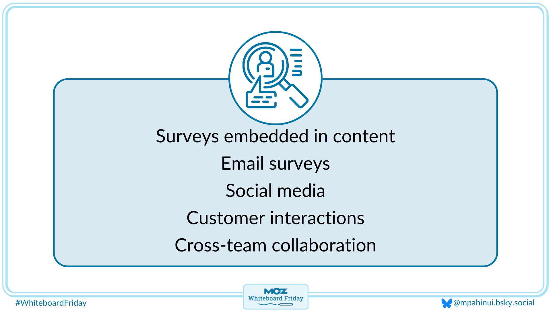 A zoomed in section of the whiteboard for how you can gather feedback data.