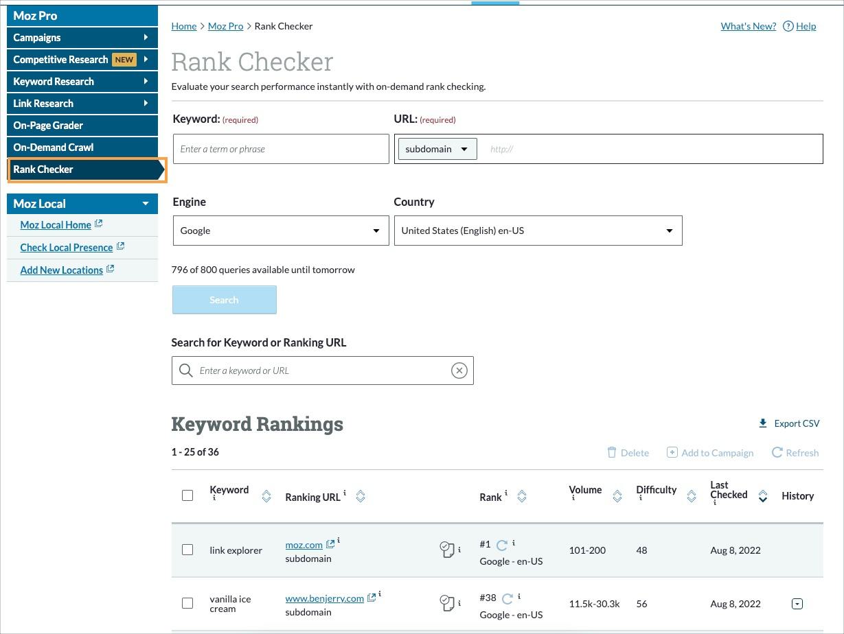 Enter a keyword and URL into Rank Checker to do one off checks.