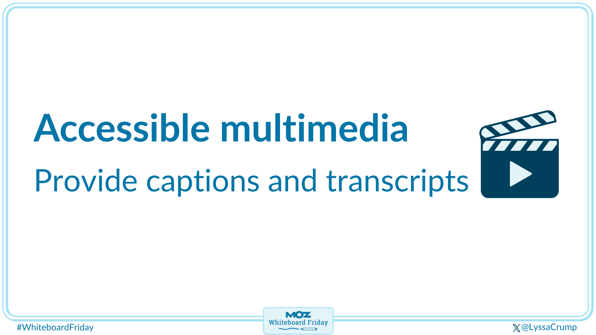 A zoomed-in section of the whiteboard discussing accessible media and the need for captions.