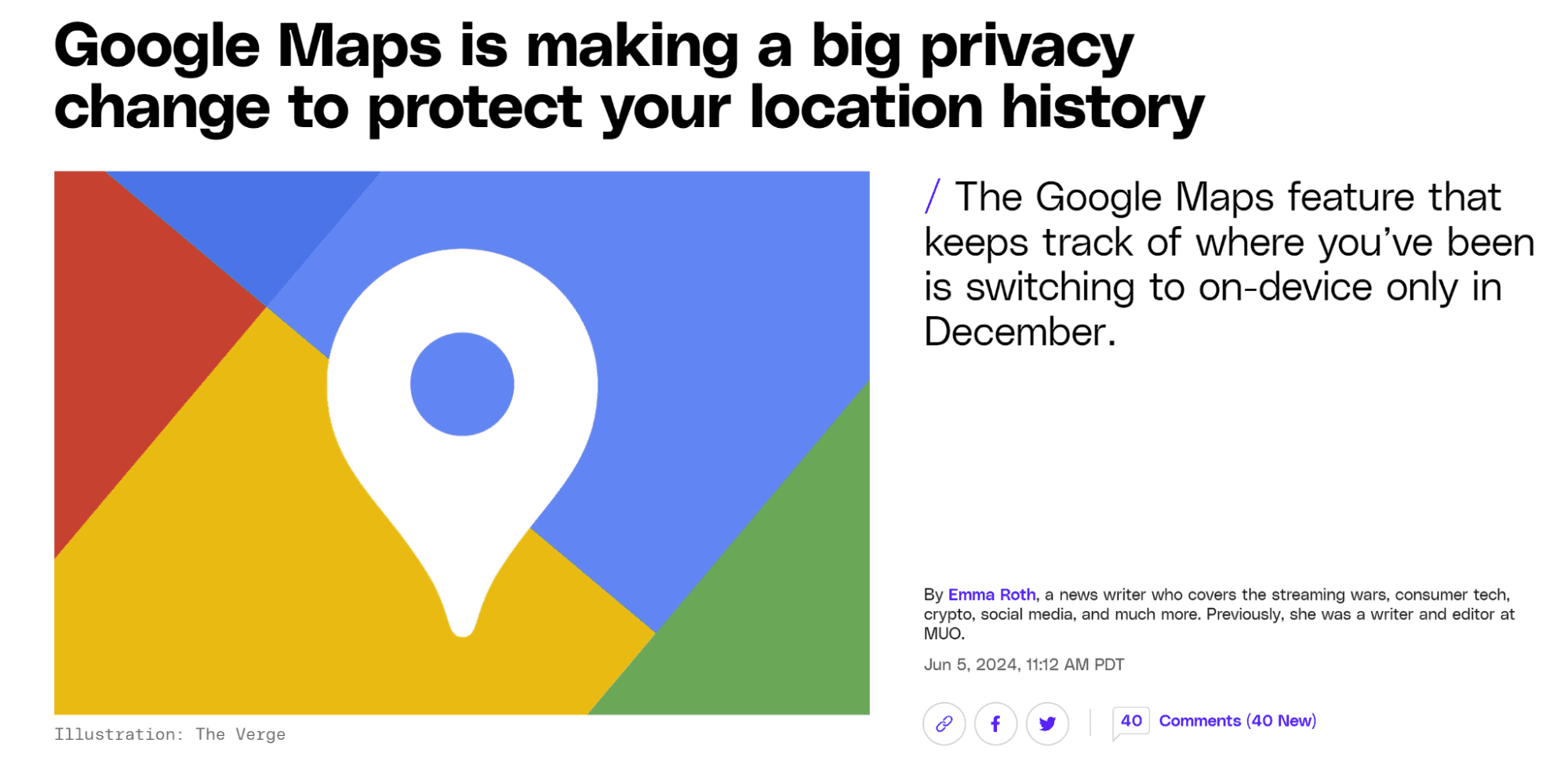 A screenshot of an article on The Verge