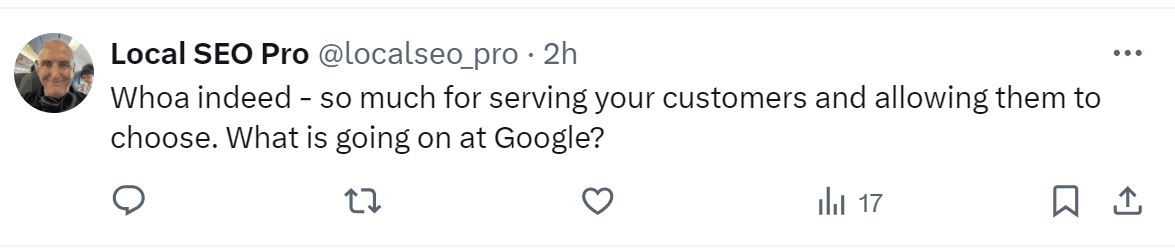 A tweet by Local SEO Pro