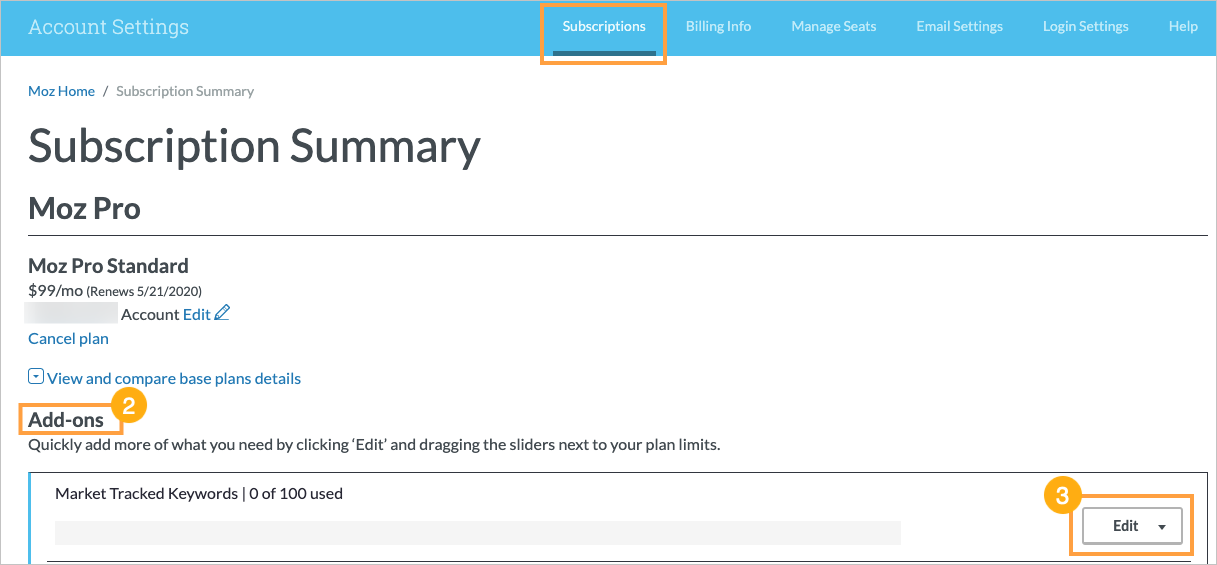 Scroll down to the add-ons section to choose your add-on purchases.