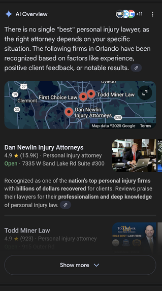 Example of an AI Overview with local results included.