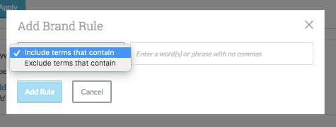 Click add rule to add a new brand rule to your Campaign.