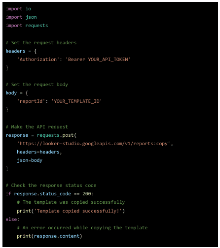 Copy looker data studio templates programmatically