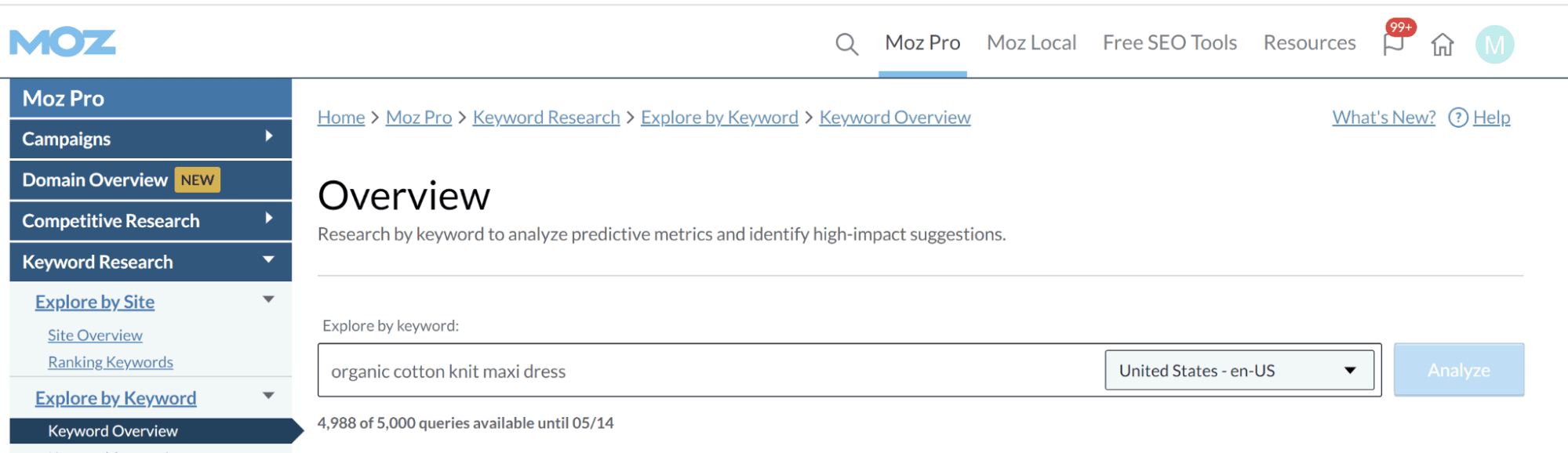 Entering the long-tail keyword phrases "organic cotton knit maxi dress"