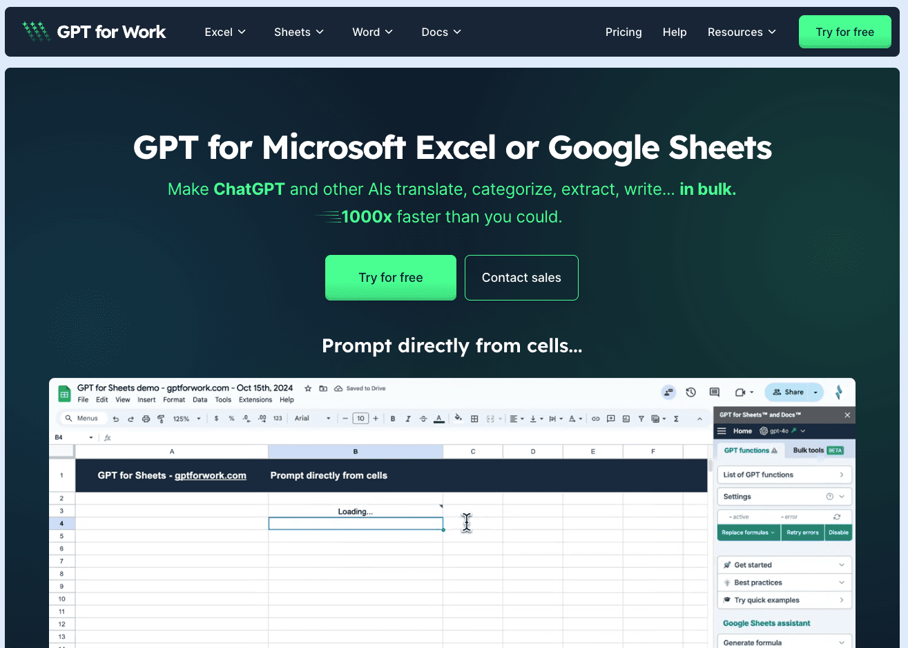 screenshot of gpt for work homepage