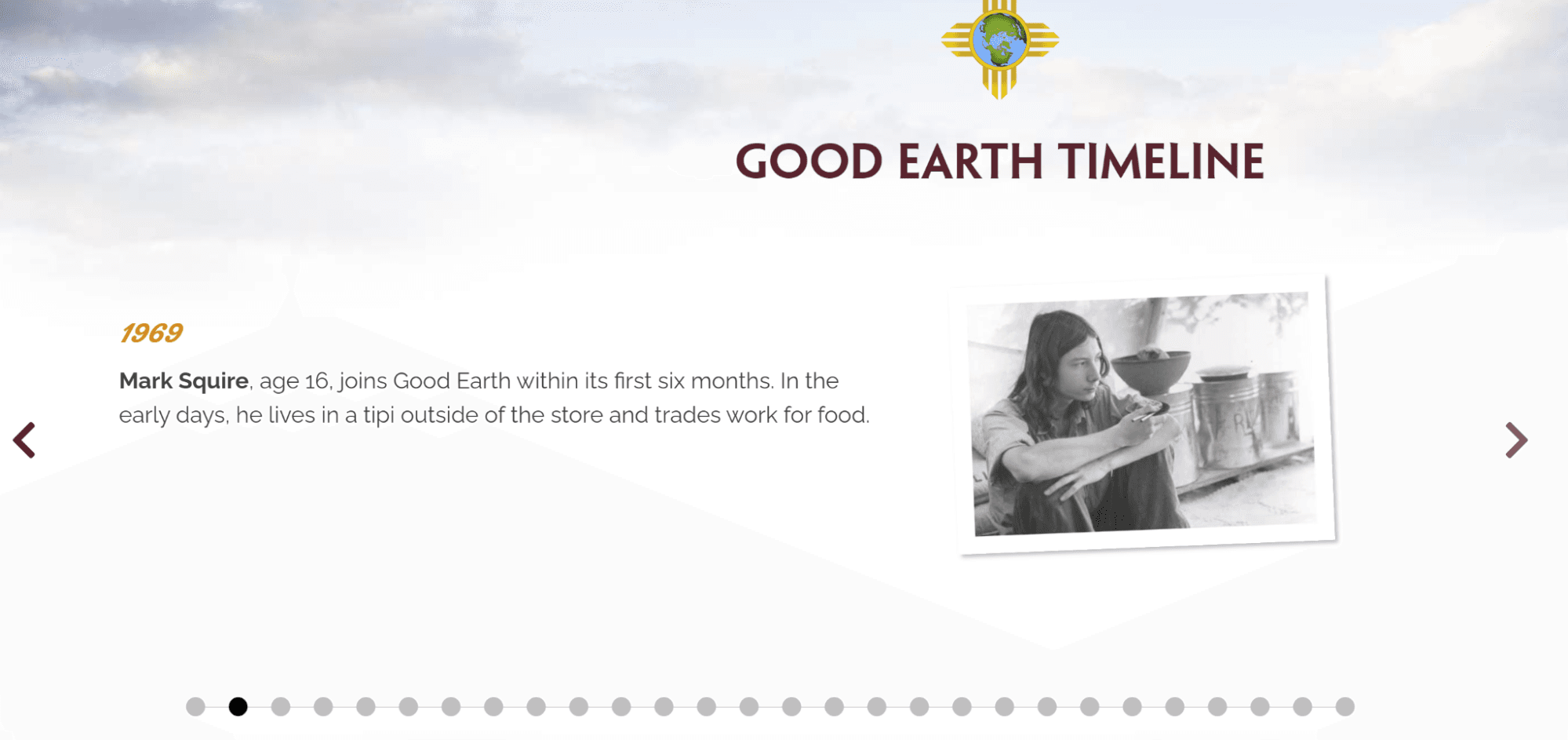 Example of a timeline showing a young boy in 1969 who eventually ended up owning the grocery store in question.