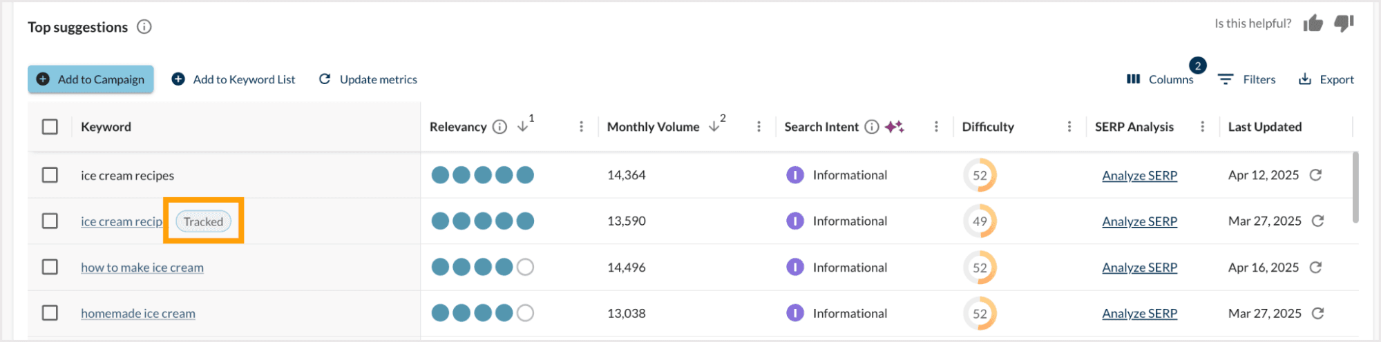 Screenshot showing tracked label.