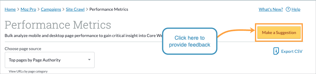 The Make a Suggestion button will be on the top right of the screen when in the beta.