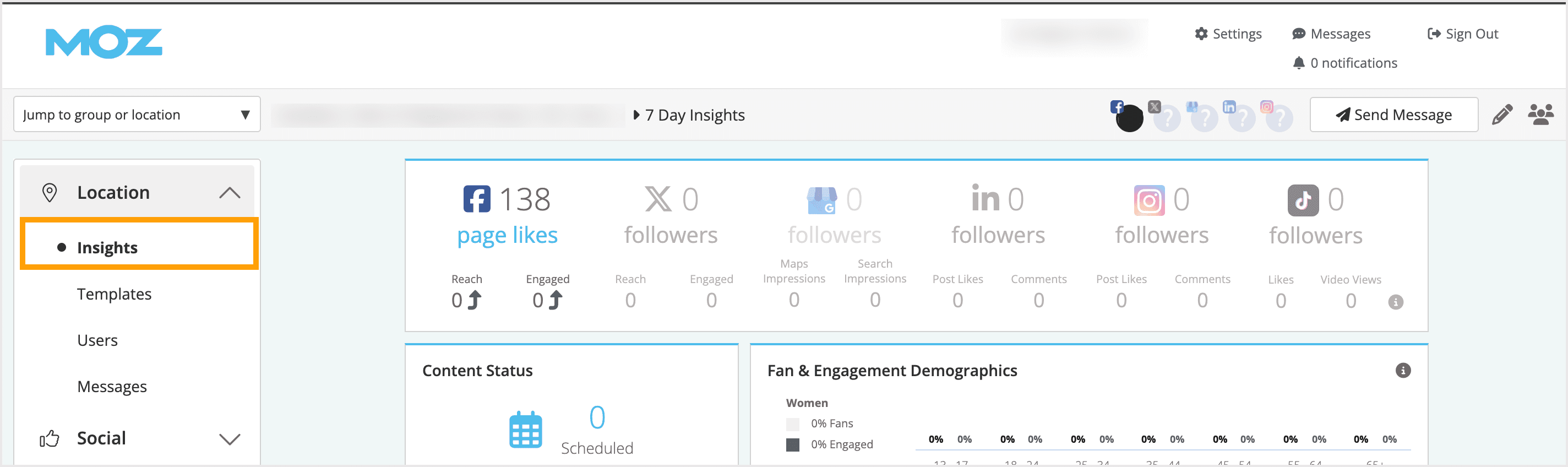 Screenshot of the menu location for your location insights dashboard.