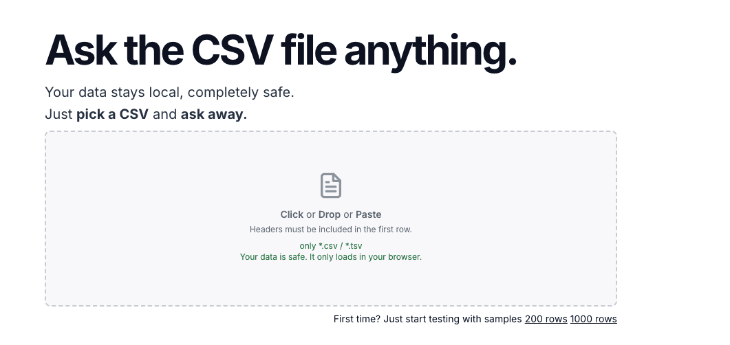 ASk CSV is an AI tool for data stored in CSV