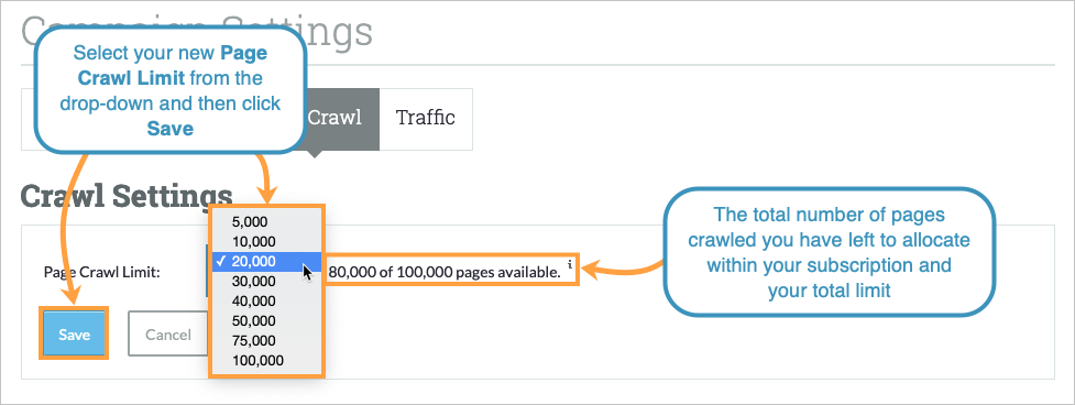 Use the drop-down provided to select your new page limit.