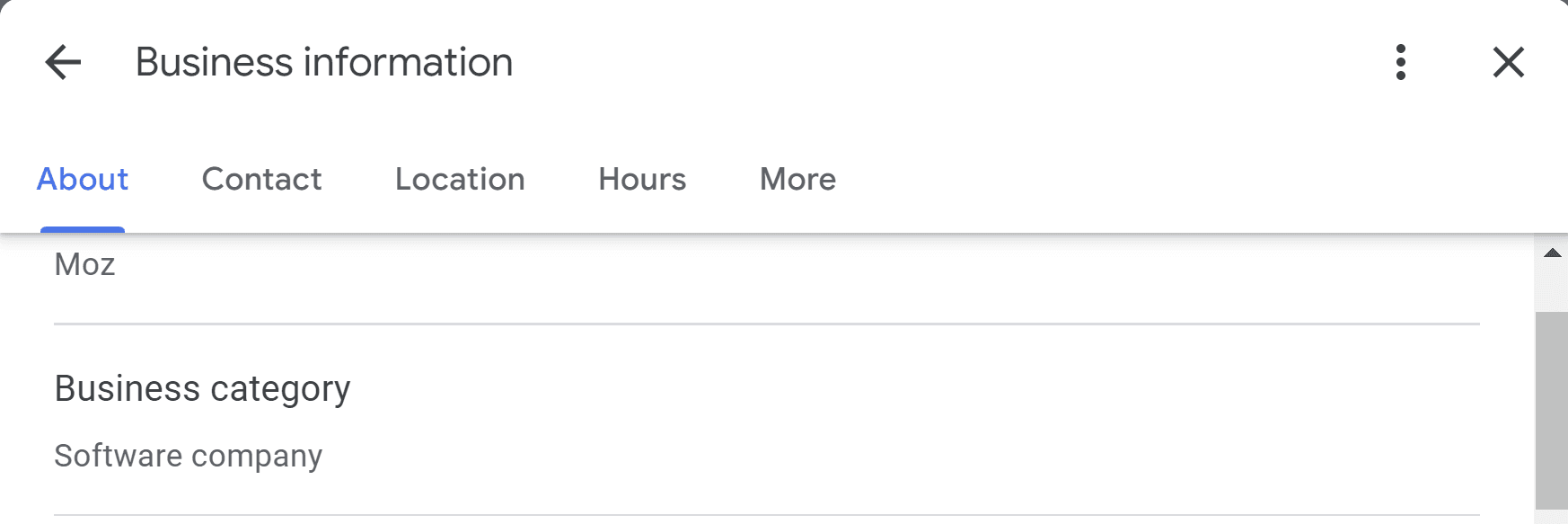 The business category field of the New Merchant Experience interface
