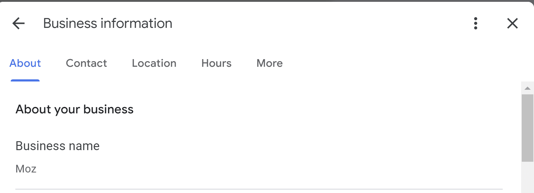The business title field of the New Merchant Experience interface
