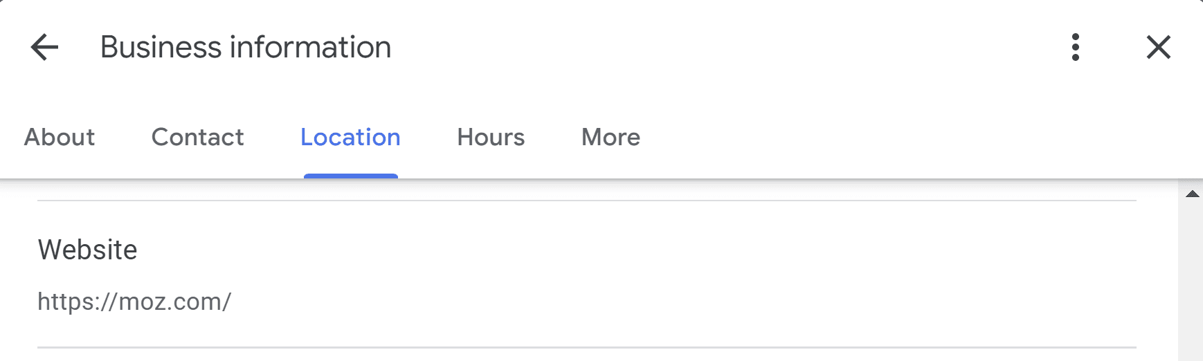 The website address field of the New Merchant Experience