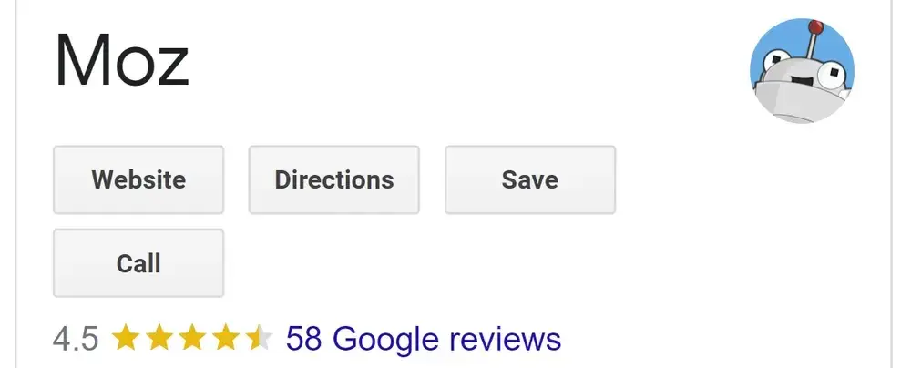 Options for interacting with the Moz local business listing.
